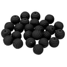 PATIKIL 25PCS Silicone Beads, 15mm Silicone Beads Bulk Spacer Beads Thread Beads Cute for Pens Making Keychain Making Bracelets Necklace Crafts, Black