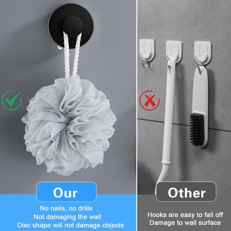 skytowards Pack of 2 Suction Cup Hooks, Suction Hooks with