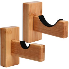 TOBWOLF 2PCS Baseball Bat Wall Mount Display Rack, Horizontal Display Baseball Bat Hanger Holder, Baseball Bat Wood Bracket Stand for Baseball Hockey Stick - Burlywood