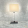Contemporary Matte Black Bedside Table Lamp with White Cotton Fabric