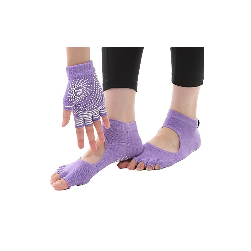 OHplus Yoga Gloves x Yoga Socks Set, purple/white