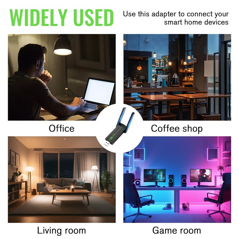 USB WiFi Adapter for PC, Dual Band 1300Mbps 5GHz/2.4GHz USB