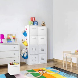 Storage Cubes - 11 Inch Cube Storage Bins (Set of 8). Fabric Cubby Organizer Baskets with Dual Handles | Foldable Closet Shelf Organization Boxes (White)