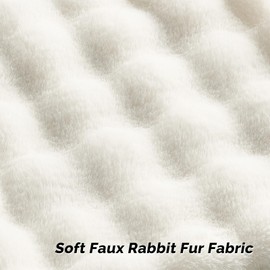 FUTEI Cream White Decorative Throw Pillow Covers 18x18 Inch Set of 2,Soft Fuzzy Faux Rabbit Fur Cushion Covers with Raised Texture,Neutral Boho Home Decor for Couch Bed Living Room