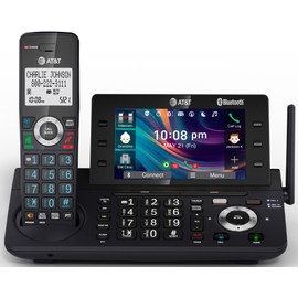 AT&T AT&T DECT 6.0 Cordless Home and Business Phone with Answering Machine, 5" Large Color Display, One-Touch Shortcut, Conference, Intercom, Smart Call Blocker, Bluetooth Connect to Cell: DLP73190