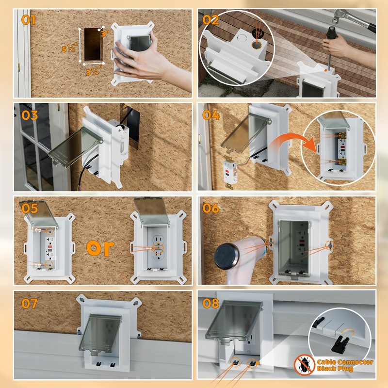2Pcs Recessed Outlet Box, DBVS1C-1 Low Profile Electrical Boxes, Wall