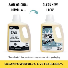 Molly's Suds Liquid Laundry Detergent | Natural Laundry Detergent Soap for Sensitive Skin | 2x Concentrated, High Efficiency (HE) (Unscented - 200 Loads)