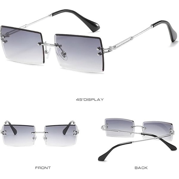VueLux Fashion Sunglasses Small Rectangular Rimless Glasses for Men and