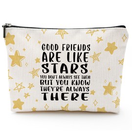 Eronm Star Pattern Makeup Bag for Women, Waterproof Canvas Cosmetic Pouch, Cute Small Travel Toiletry Bag for Purse Essentials, Unique Gifts for Girls Friends Teens-A08