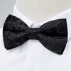 DiBanGu Pre-Tied Silk Bow Tie Set for Men Black Paisley
