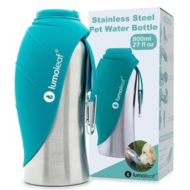 LumoLeaf Botella de Agua Portátil para Perros 27oz, Dispensador de Agua de Acero Inoxidable para Viajes, Caminatas, Senderismo y Exteriores, Cuenco de Agua Portátil para Perros Grandes