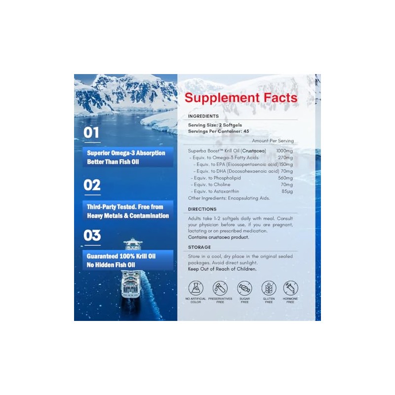 NYO3 Suplemento de aceite de krill Omega 3 1000 mg
