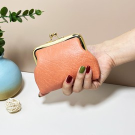 Lavogel Coin Purse, Kiss Lock Coin Purse for Women, Large Capacity Coin Pouch,Vintage Change Purse Cute Car Coin Holder for Women (1-Orange Pink)