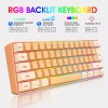 Snpurdiri 60% Wired Gaming Keyboard, RGB Backlit (Cream and Orange)