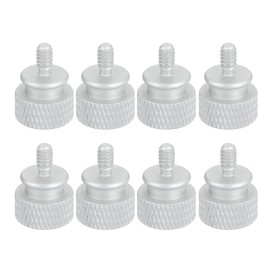 sourcing map 8Pcs #6-32 UNC Aluminum Thumb Screws, 12x16mm(ODxH) Computer Case Thumb Screws for PC Side Panel Motherboard Mounting Screw, White