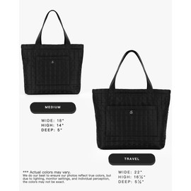 SATINSAINT Tote Bag For Women with Zipper, Lightweight Travel Bag, 20L Big Shoulder Tote Bag for Gym, Work and Travel in Black Medium