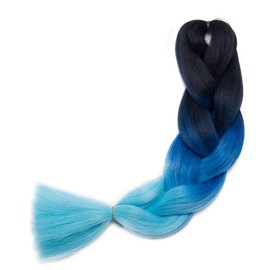 Rainbow Color Jumbo Braiding Hair Extensions 3 Tone Colorful Synthetic Braid Hair Extension 1pc 24 inches Black to Dark Blue to Sky Blue