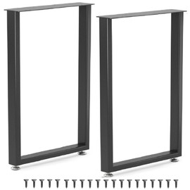 Yes4All Metal Table Legs 28 inch Height with Adjustable Protector Levelers, Square Heavy Duty Metal Dining Table Legs for Desk/Table, Black Metal Table Legs Bear Up to 800lb Set of 2