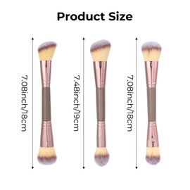 Dual Ended Makeup Brush, Round and Angled Top Foundation Contour Brushes for Liquid Powder Cream Blending, Foundation Contour Concealer Tool