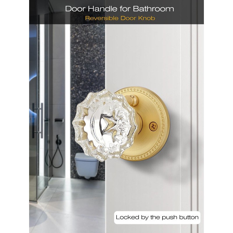 EHOMEWARE 1 Pack Glass Door Knobs Interior, Door Locks for