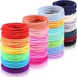 500 Pieces No-metal Hair Elastics Stretchy Hair Ties Ponytail Holders Elastic Hair Bands for Women Girl (3 mm x 5 cm, Assorted Color)