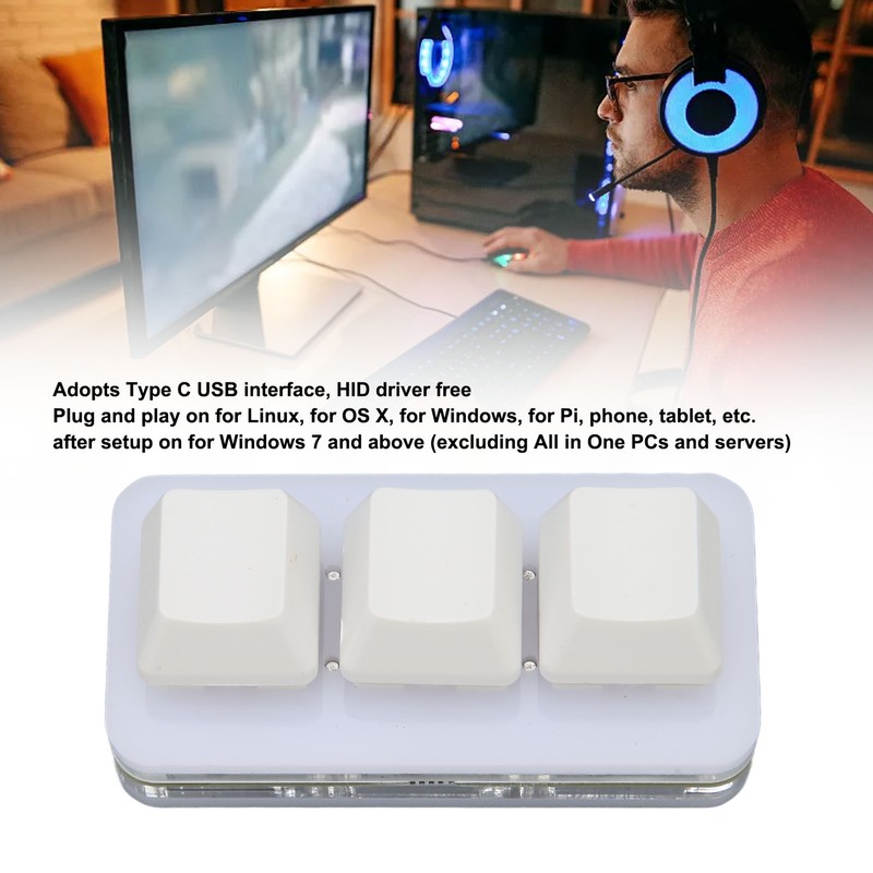 USB 3 Key Mini Keypad RGB LED Backlight Supports Hot