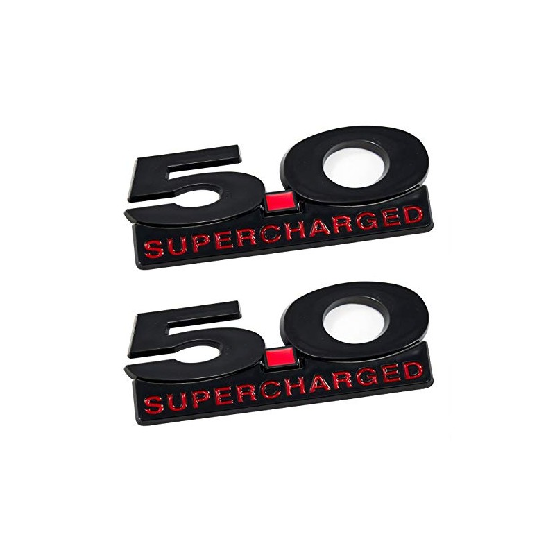 2011-2014 Mustang GT 5.0 Supercharged Black and Red Fender Emblems