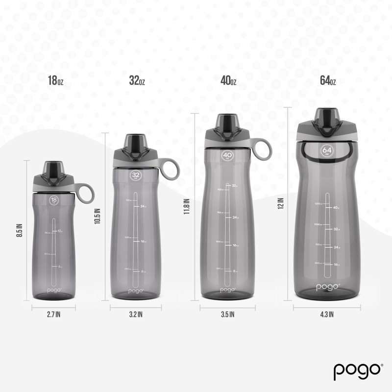 Pogo BPA-Free Tritan Plastic Water Bottle with Chug Lid, 18