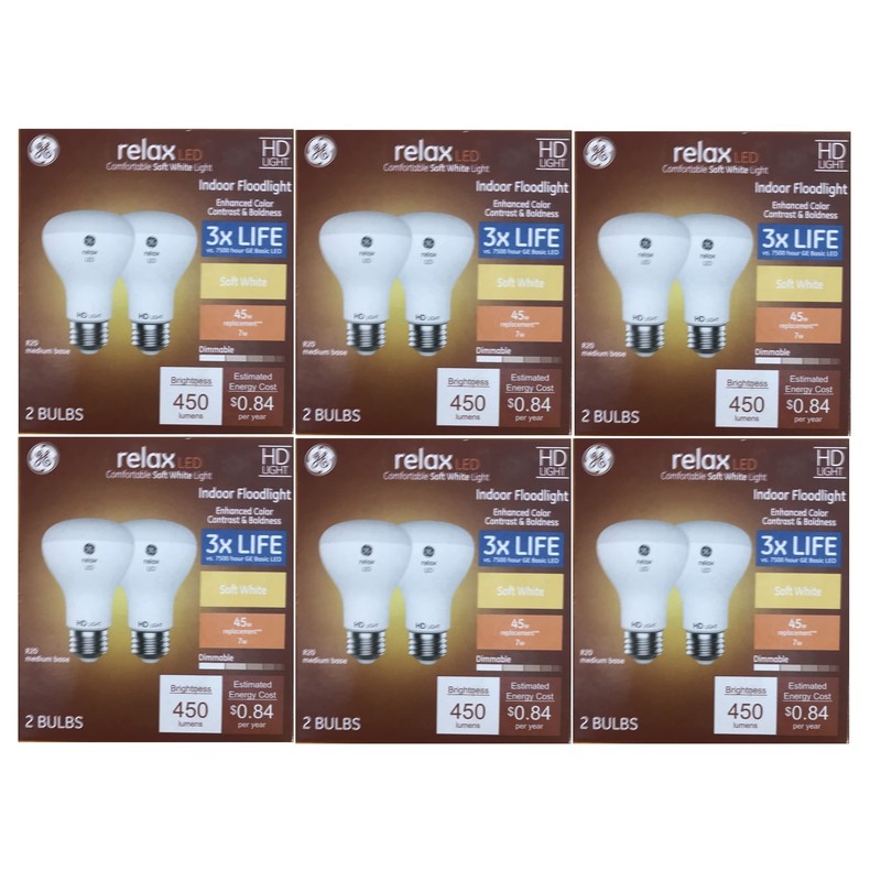 GE Relax 12-Pack 45 W Equivalent Dimmable Soft White R20