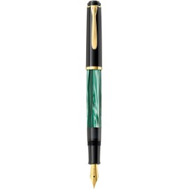 Pelican piston fountain pen Classic M200 gold-plated stainless steel nib, green marbled