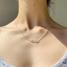 GUOKE Infinity Necklace for Women, 14K White Gold Plated Dainty Silver Necklace Simple Jewelry
