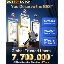 HTU 2025 Best Car Phone Holder【Ultimate 5-in-1 & Upgraded 100+LBS Strongest Suction】【True Military-Grade & Safety Cert】 Windshield Phone Mount, Dashboard Vent Stand for iPhone Android & Truck, Black