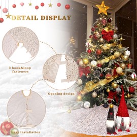 B-COOL 48 Inch Christmas Tree Skirt Sequin Tree Skirts Embroidered Velvet Tree Skirt Champagne Gold for Soft Elegant Christmas Decorations and Ornaments Home Decor