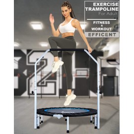 DARCHEN 350lbs Rebounder Mini Trampoline for Adult, Indoor Small Trampoline for Exercise Workout Fitness, Foldable Springs Trampoline for Safer Quieter Bounce [40 Inches]