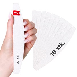Nail Files for Gel Nails Set, Acrylic Nails 100/180 Grit Durable as Half Moon File Double-Sided Disposable Nail File Pack of 10