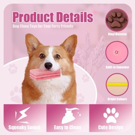 MIIXUER 3 Pack Chew Toys for Dogs, Cute Squeaky Toys for Small to Medium Breed, Soft Durable Interactive Chew Toy for Dogs - Square Cookies