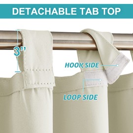 RYB HOME Gazebo Curtains Outdoor Waterproof - Detachable Top Outdoor Curtains Blackout Privacy Drapes for Patio Porch Balcony Pergola Pool Hut, Light Beige, W52 x L95 inches, 2 Pcs