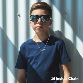 Cross Necklace for Kids Boys | Minimalist Stainless Steel Initial Necklace Cross Pendant Chain Jewelry Easter Gift Christmas Gift First Communion Baptism Gifts for Teenage Girls Boys Son Silver A