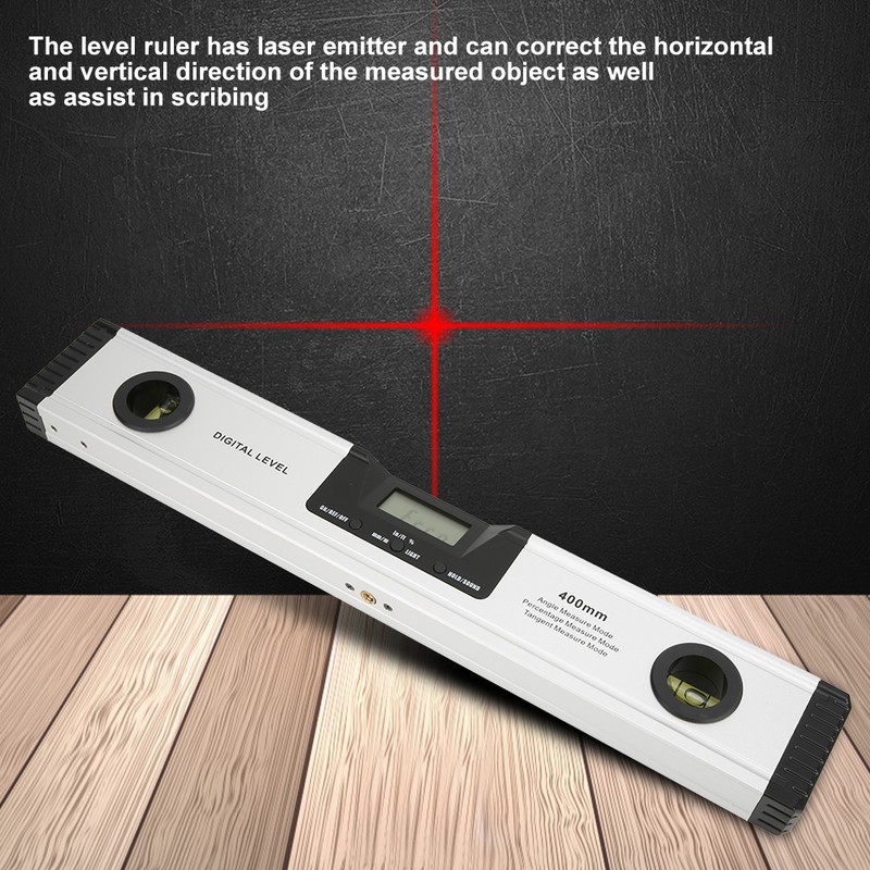 400mm Digital Backlight Laser Level Ruler Horizontal Vertical Bubble Magnetic