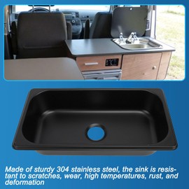 Drop In Kitchen Sink, 12.8x6.93x2.56inch Rectangle Undermount Bar Sink with 40mm Outlet, Rubber Gasket, Efficient Drainage Stainless Steel Sink Single Bowl for RV Kitchen (Black)