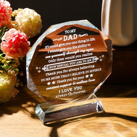 Movdyka Gifts for Dad, Dad Birthday Gifts from Daughter Son - Crystal Keepsakes Best Dad Ever Gifts Who Wants Nothing Have Everything, Christmas Valentine Fathers Thanksgiving Gifts to My Dad