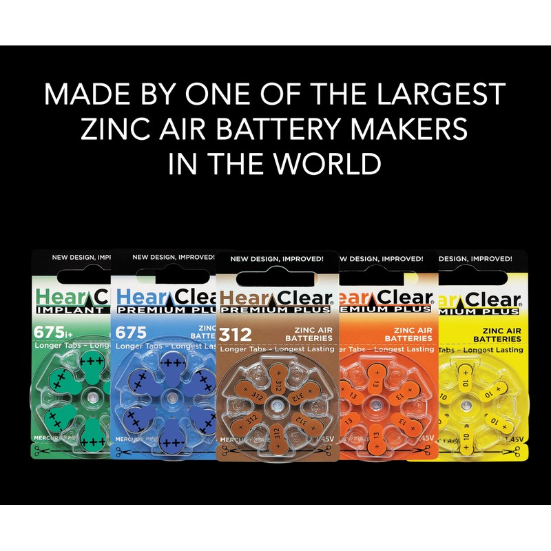HearClear Size 312 PR41 Hearing Aid Batteries Brown Tab (30