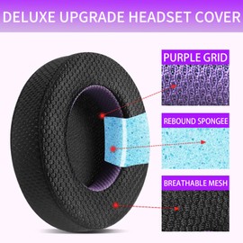 Jomwag Breathable Mesh Replacement Earpads for SHP9500 Headphones - Comfortable Black/Purple Cushions
