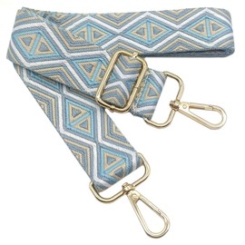 1206 Adjustable Shoulder Strap for Bags, Beige Grey/Blue, Bag Straps for Changing, Bag Strap Wide with Carabiner Gold, 80-130 cm Shoulder Strap Bag for Women, Shoulder Strap, Handbag, 3.8 cm, 1206