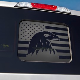 Alicatong Fits Ford F150 F250 F350 2015-2024 Rear Middle Back Sliding Window American US Flag Vinyl Decal Matte Black Eagles