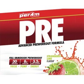 per4m Per4m Pre Workout Powder 570g | Intense Pump, Sustained Energy and Mental Focus | with L-Citrulline, Beta Alanine & Caffeine with Added Hydration (Strawberry Lime)