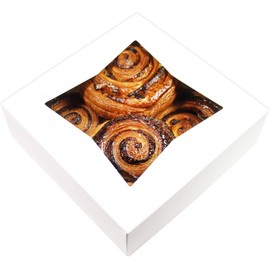 BAKELUV 8x8x2.5” White Bakery Boxes With Window | 100 Pack | Pastry Boxes with Window, Boxes for Strawberries, Dessert Boxes, Bakery Take Out Containers, 8x8 Bakery Boxes 8x8 Pastry Boxes