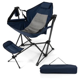 Costway Portable Foldig Hammock Camping Chair w/Retractable Footrest and Carrying Bag