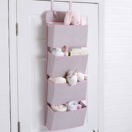 Delta Children 4 Pocket Over The Door Hanging Organizer - 2 Pack, Easy Storage/Organization Solution - Versatile and Accessible in Any Room in the House, Pink