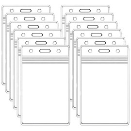 10 Pcs Vertical ID Badge Holder, Waterproof Name Tag Holder ID Card Holder, Clear Plastic Credit Card Badge Holder (3.7x2.6 inch)